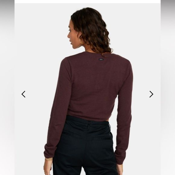 NWT Silvian Heach Deep Red Cropped Button Front Long Sleeve Cardigan Size XL - Picture 6 of 14